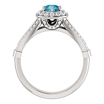 Anillo de compromiso de oro con diamante azul y diamantes - modelo i122311