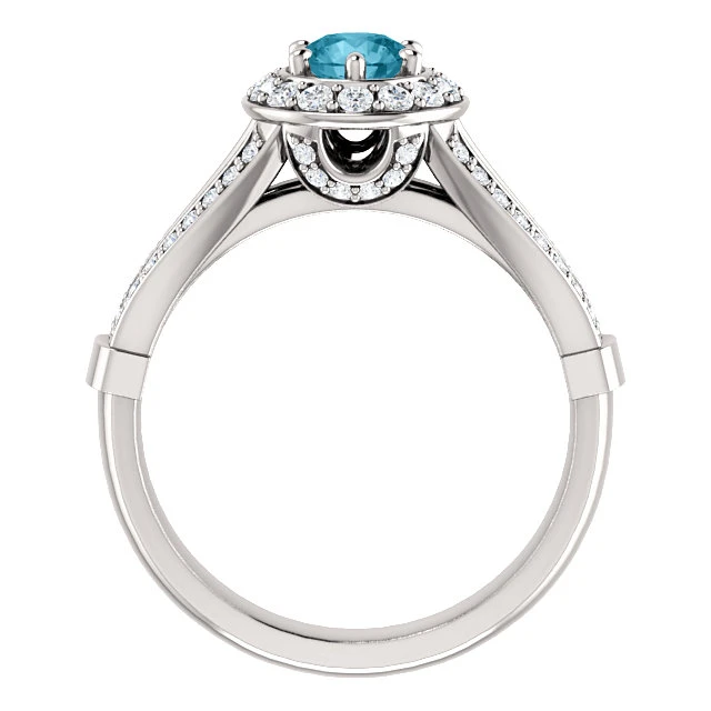 Bague de fiançailles en or avec diamant bleu et diamants - modèle i122311