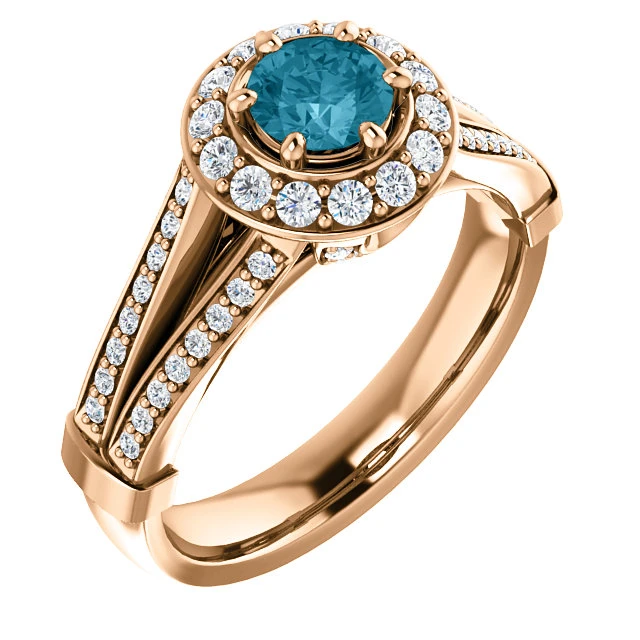 Bague de fiançailles en or avec diamant bleu et diamants - modèle i122311