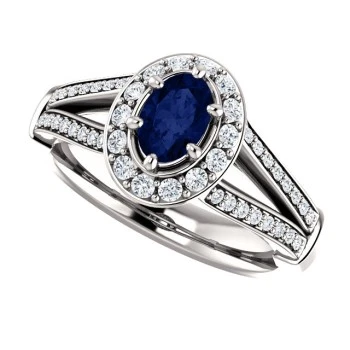 Anello di Fidanzamento i122311SfODi in Oro con Zaffiro e Diamanti