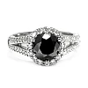 Bague de fiançailles en or avec diamant noir et diamants - modèle i122311