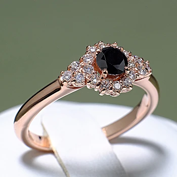 Bague de fiançailles en or avec diamant noir et diamants - modèle i122650