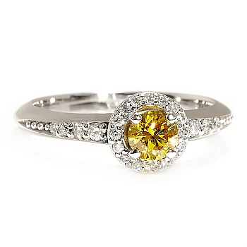 Halo Engagement Ring in 14K White Gold with Lab Grown Yellow Diamond IGI Certified - model I122699