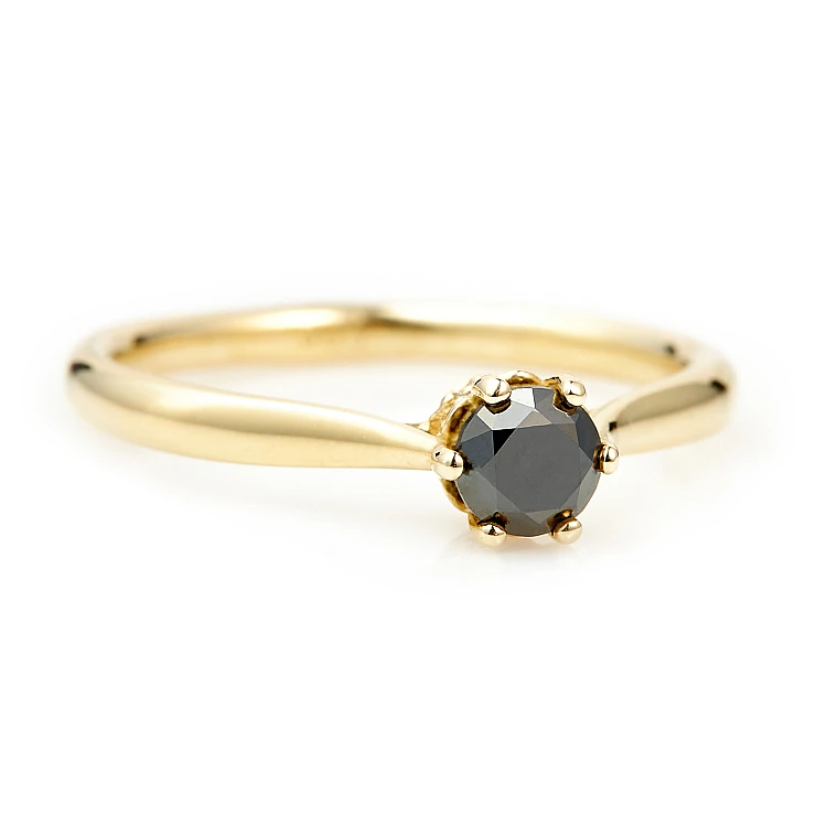 Bague de fiançailles en or avec diamant noir et diamants - modèle i122995