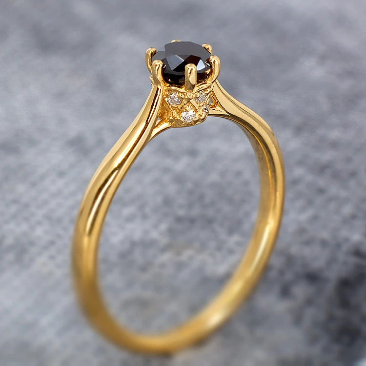 Bague de fiançailles en or avec diamant noir et diamants - modèle i122995