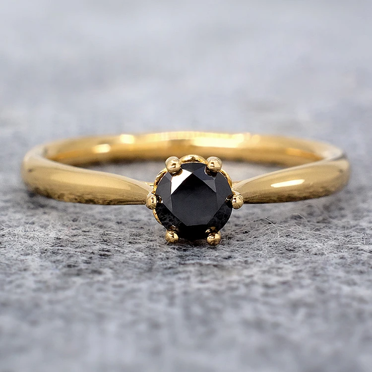 Bague de fiançailles en or avec diamant noir et diamants - modèle i122995