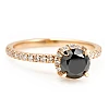 Bague de fiançailles en or avec diamant noir et diamants - modèle i164