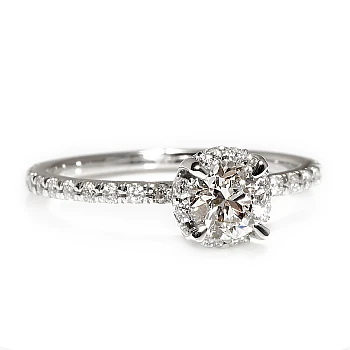 Bague de fiançailles en or 18 carats ou en platine avec diamant central certifié GIA de 0,30 ct ou 0,40 ct et diamants secondaires - modèle i164