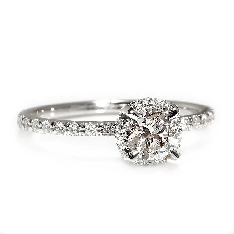 Anillo de compromiso de oro de 18k o platino con diamante central certificado por GIA de 0,50ct o 0,70ct y diamantes secundarios - modelo i164