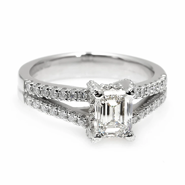 18k Gold Engagement Ring with GIA Certified Emerald Diamond - model i1859