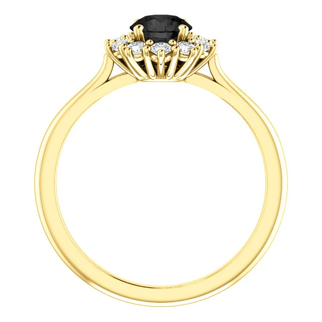 Bague de fiançailles en or avec diamant noir et diamants - modèle i71606