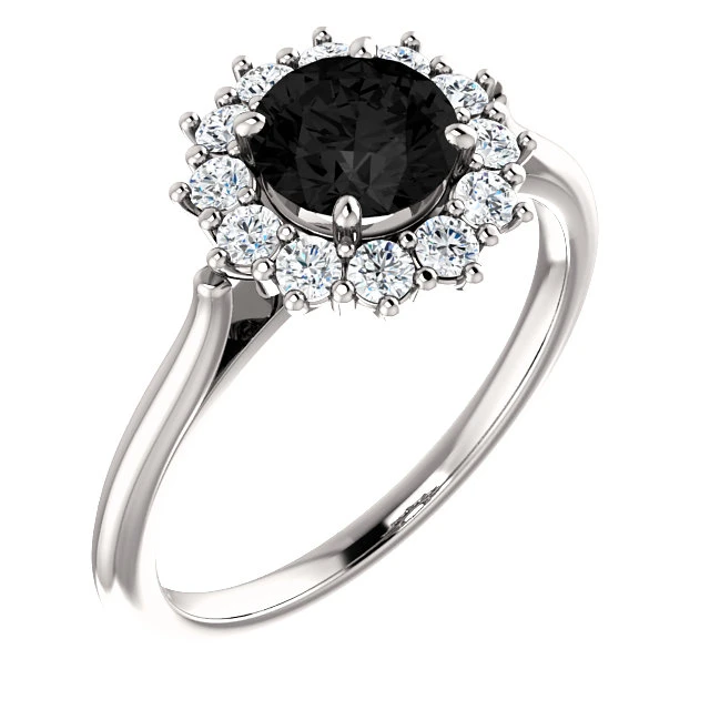 Bague de fiançailles en or avec diamant noir et diamants - modèle i71606