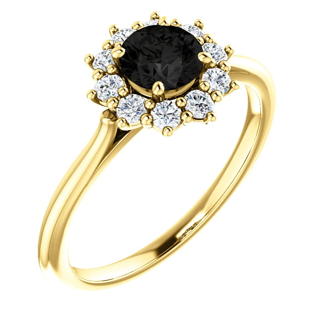 Bague de fiançailles en or avec diamant noir et diamants - modèle i71606