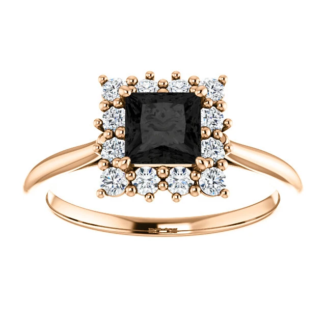Bague de fiançailles en or avec diamant noir et diamants - modèle i71606