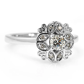 Bague de fiançailles en or avec diamant central certifié GIA de 0,30 ct ou 0,40 ct et diamants secondaires - modèle i72000