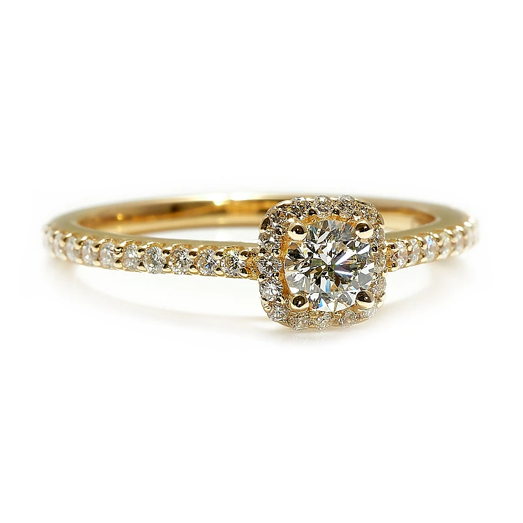 18k Gold Engagement Ring with GIA Certified Brilliant Diamond - model i1420