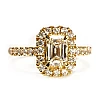 Bague de fiançailles Halo en or jaune 18 carats avec diamant émeraude, certificat GIA - modèle i1905