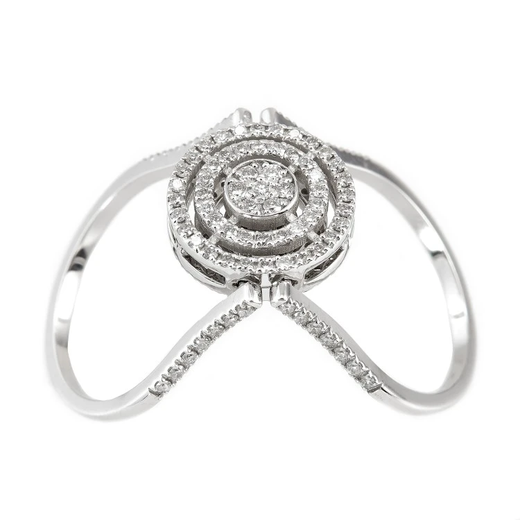 Ring - Anhänger mit beweglichen Ketten aus Gold mit Baguette- und runden Diamanten i2932