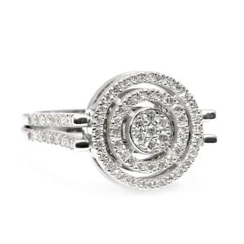 Anello con pendente a maglie mobili in oro con diamanti taglio baguette e rotondi - modello i2932