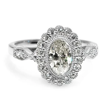 Vintage 18k Gold or Platinum Engagement Ring with Oval Diamond GIA Certified 0.50ct or 0.70ct - model i2938
