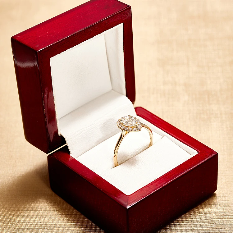 Bague de fiançailles Halo en or avec diamant Para cultivé en laboratoire, certificat IGI - modèle i2989v2