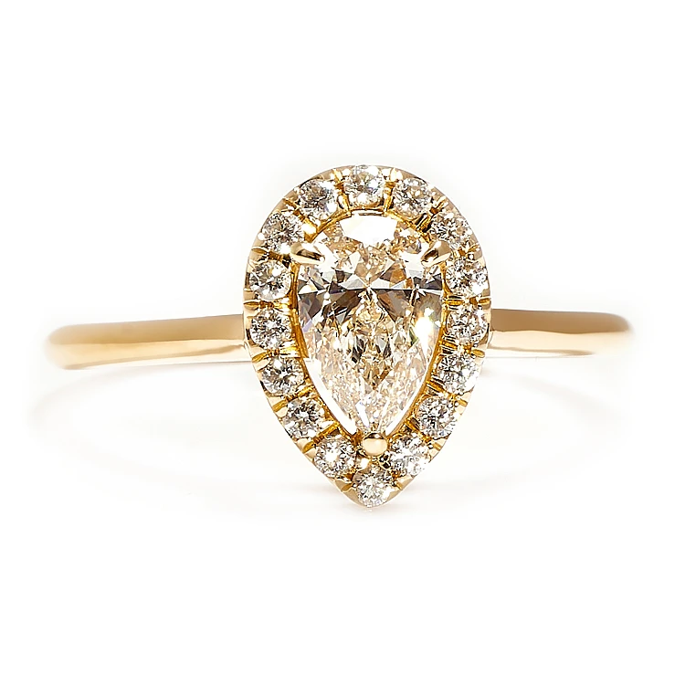 Bague de fiançailles Halo en or avec diamant Para cultivé en laboratoire, certificat IGI - modèle i2989v2