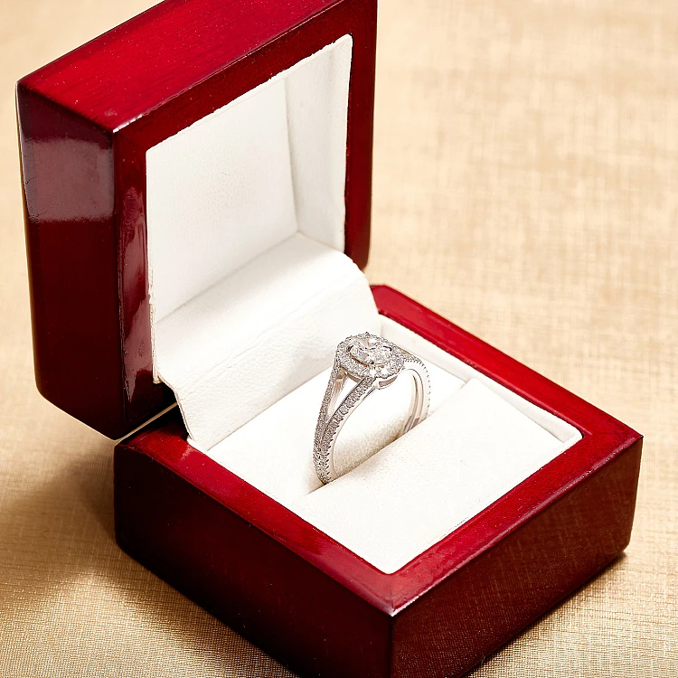 Anillo de compromiso Halo en oro de 18 k o platino con diamante ovalado de 1,00 ct con certificación GIA - modelo i4696
