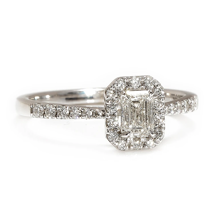 18k Gold Engagement Ring with GIA Certified Emerald Diamond - model i4701