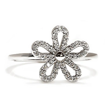 Geschenkring aus 18-karätigem Weißgold mit farblosen Diamanten – Modell Flora