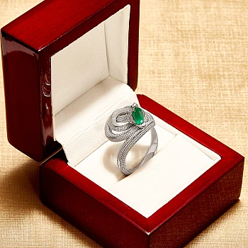 Bague serpent en or avec émeraude et diamants noirs - modèle i2714