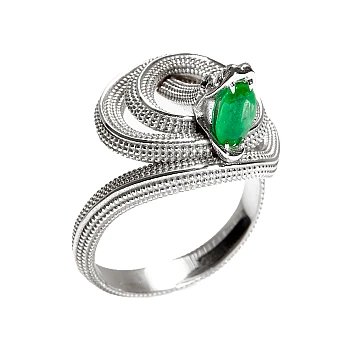 Bague serpent en or avec émeraude et diamants noirs - modèle i2714