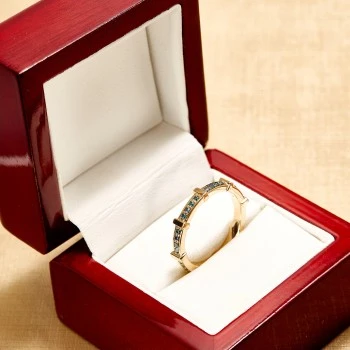 Gold Gift Ring with Blue Diamonds - model i122400