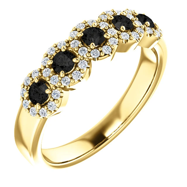 Bague cadeau en or avec diamants noirs et incolores - modèle i122830