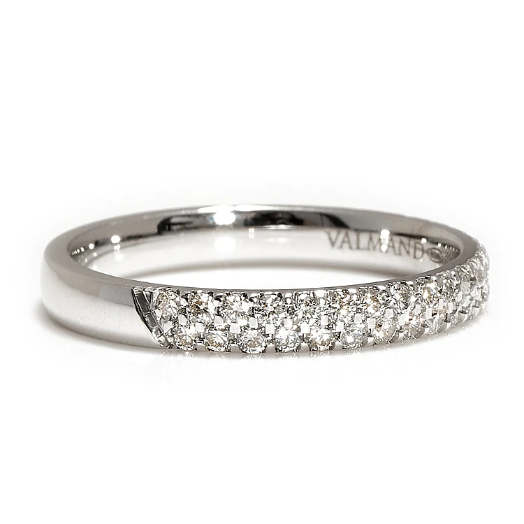 Geschenkring aus 14-karätigem Weißgold mit zwei Diamantreihen – Modell FM037