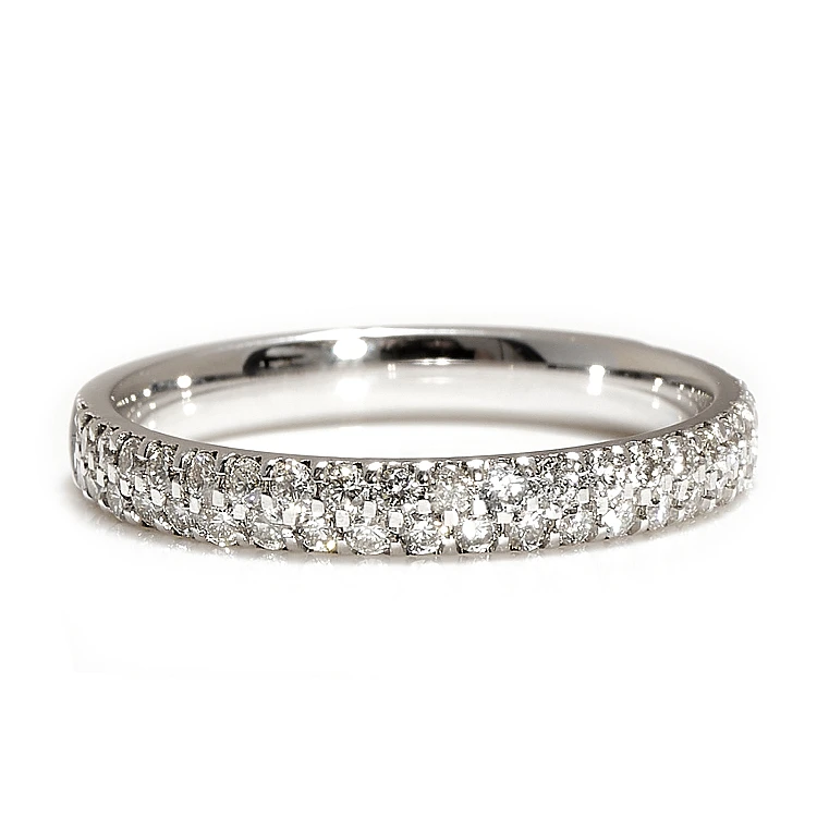 Geschenkring aus 14-karätigem Weißgold mit zwei Diamantreihen – Modell FM037