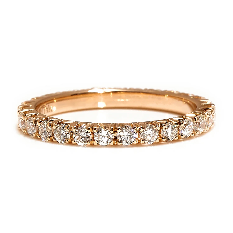 Anello Eternity in oro rosa 18k con diamanti incolori - modello FM52