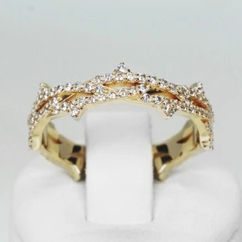 Gold Crown Gift Ring with Diamonds - model i1483