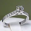 18k Gold SideStone Engagement Ring with GIA Certified Brilliant Diamond - model i056