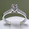 18k Gold SideStone Engagement Ring with GIA Certified Brilliant Diamond - model i056