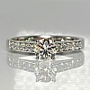 18k Gold SideStone Engagement Ring with GIA Certified Brilliant Diamond - model i056