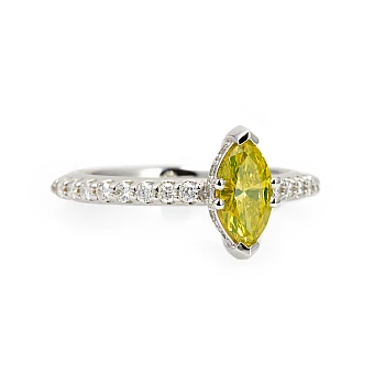 Bague de fiançailles en or avec diamant marquise jaune et diamants incolores - modèle i1050