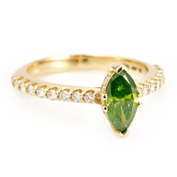 Anello di Fidanzamento i1050dvmadi in Oro con Diamante Verde Marchesa e Diamanti Incolori