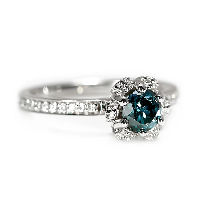 Bague de fiançailles en or avec diamant bleu et diamants - modèle i121997