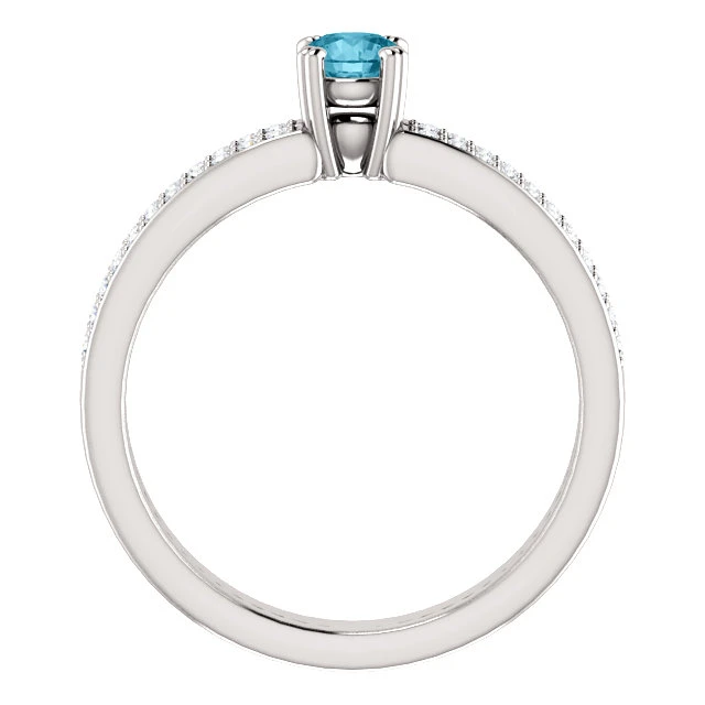 Bague de fiançailles en or avec diamant bleu et diamants - modèle i122376