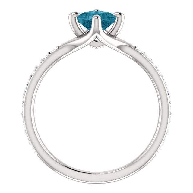 Bague de fiançailles en or avec diamant bleu et diamants - modèle i122392