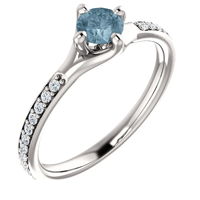 Bague de fiançailles en or avec diamant bleu et diamants - modèle i122392