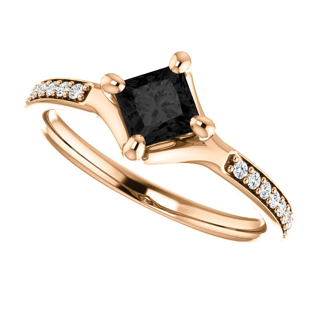 Bague de fiançailles en or avec diamant noir et diamants - modèle i122392