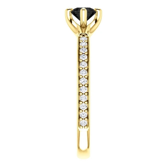 Bague de fiançailles en or avec diamant noir et diamants - modèle i122392