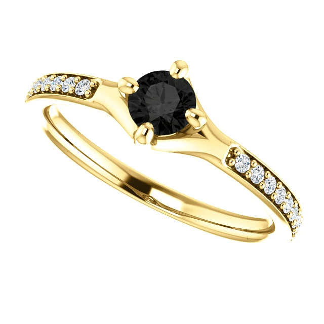 Bague de fiançailles en or avec diamant noir et diamants - modèle i122392