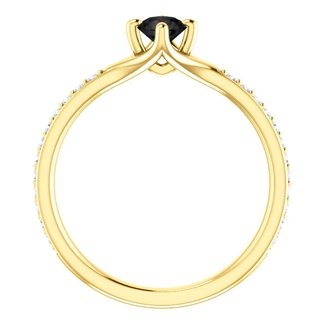 Bague de fiançailles en or avec diamant noir et diamants - modèle i122392